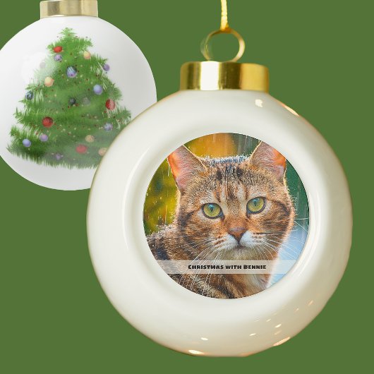 Rainy Day Cat Photo  Keramische Bal Ornament