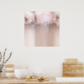 Rainy Day Clouds Roze Rose Gold White Poster (Keuken)