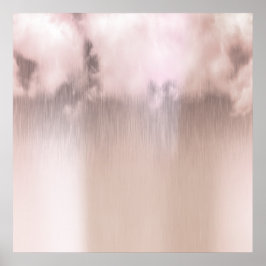 Rainy Day Clouds Roze Rose Gold White Poster