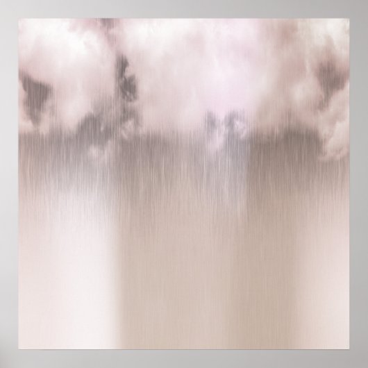 Rainy Day Clouds Roze Rose Gold White Poster (Voorkant)