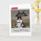 Rainy Day Coffee Calico Cat Funny Birthday Card Kaart (Gele Bloem)