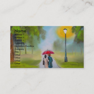 RAINY DAY COUPLE UMBRELLA PAINTING VISITEKAARTJE