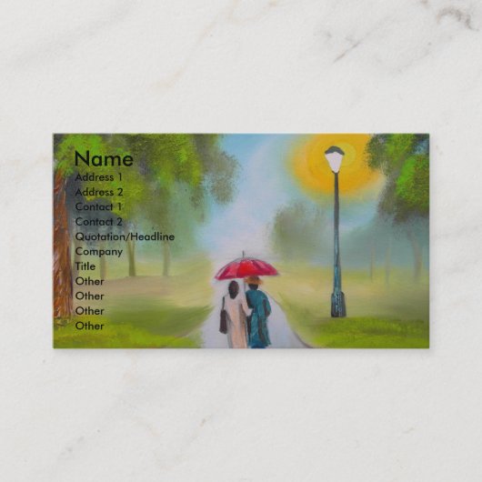 RAINY DAY COUPLE UMBRELLA PAINTING VISITEKAARTJE (Voorkant)