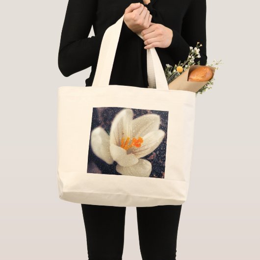 Rainy Day Crocus Flower Grote Tote Bag (Voorkant (product))