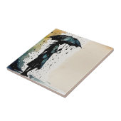 Rainy Day Elegance - Vrouw in de regen Tegeltje (Zijkant)