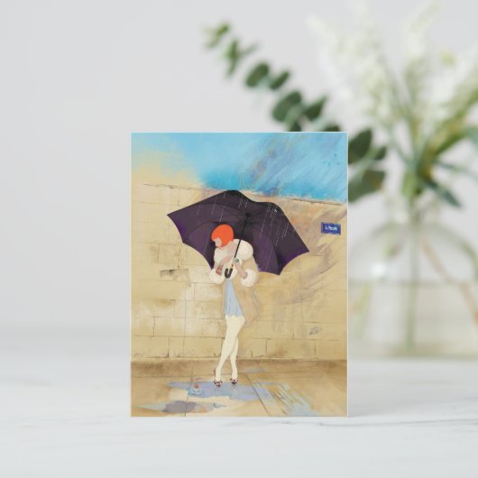 Rainy Day Flower Briefkaart (Staand voorkant)