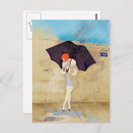 Rainy Day Flower Briefkaart (Voorkant / Achterkant)