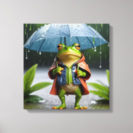 Rainy Day Frog Canvas Afdruk
