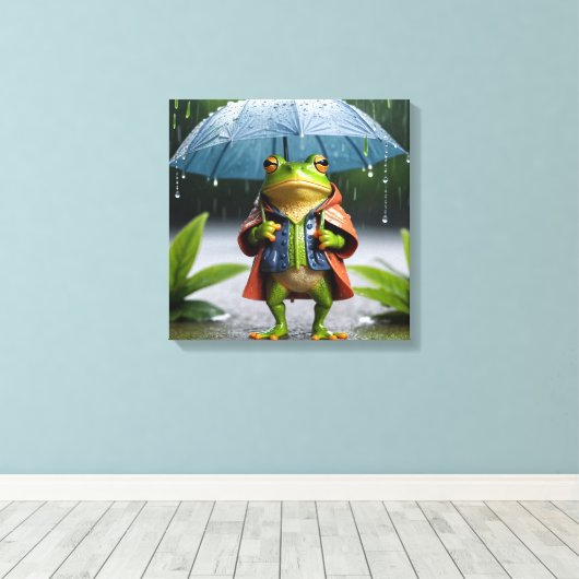 Rainy Day Frog Canvas Afdruk (Insitu (Houten vloer))