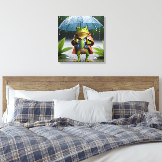Rainy Day Frog Canvas Afdruk (Insitu (Slaapkamer))