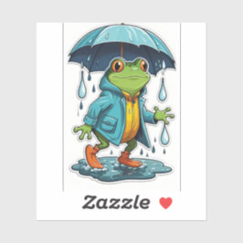 Rainy Day Frog in een Schattigee regenjas Sticker