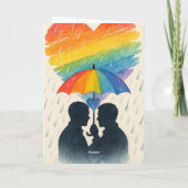 Rainy Day Gay Paar Jubileum Paraplu Liefde Kaart (Achterkant)