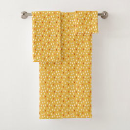 Rainy Day Gold Yellow White Red Raindrops Patroon Bad Handdoek