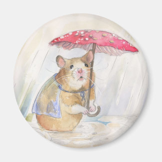 Rainy Day - Hamster met grappige Paddestoel Parapl Magneet
