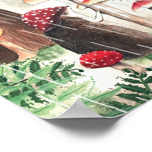 Rainy Day Hedgel en Toadstool Illustratie Poster (Hoek)