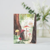 Rainy Day Hedgel en Toadstool Illustration Cute Briefkaart (Staand voorkant)