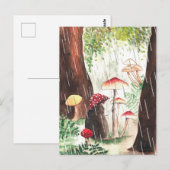 Rainy Day Hedgel en Toadstool Illustration Cute Briefkaart (Voorkant / Achterkant)