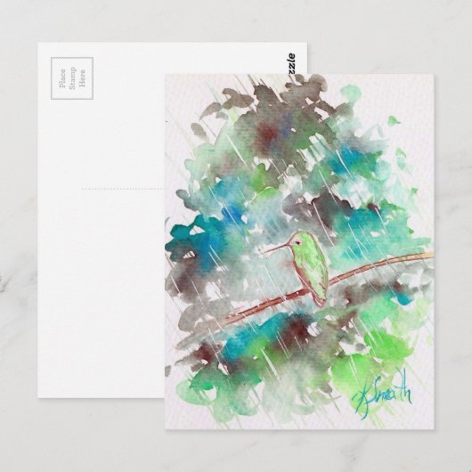 Rainy Day Hummingbird Briefkaart (Voorkant / Achterkant)