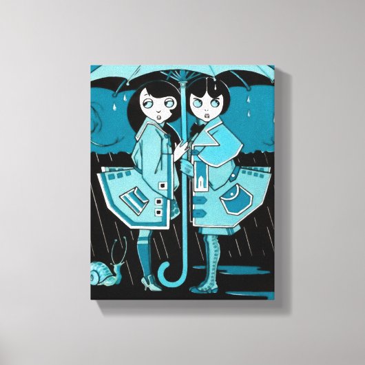 Rainy Day in Blue Canvas Afdruk (Voorkant)