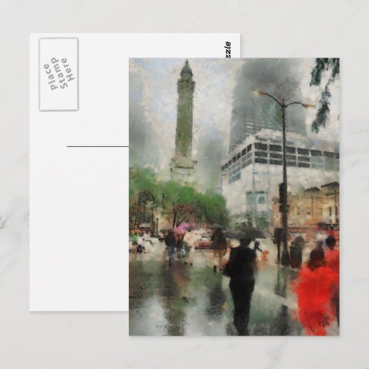 Rainy Day in Chicago Briefkaart (Voorkant / Achterkant)