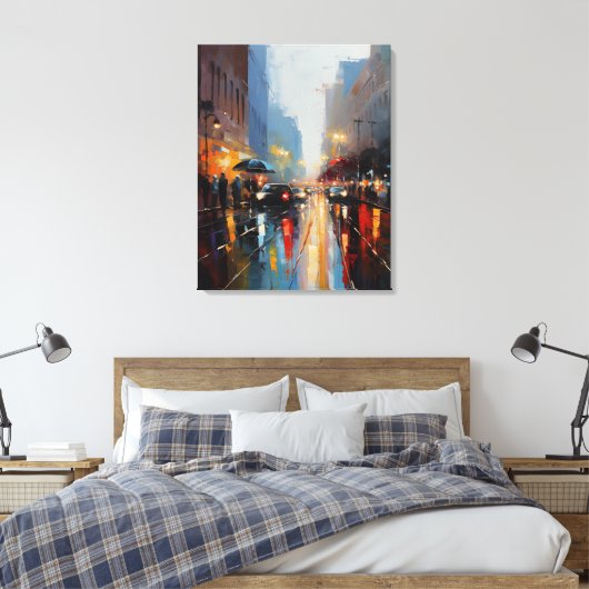 Rainy Day in de stad Canvas Afdruk (Insitu (Slaapkamer))