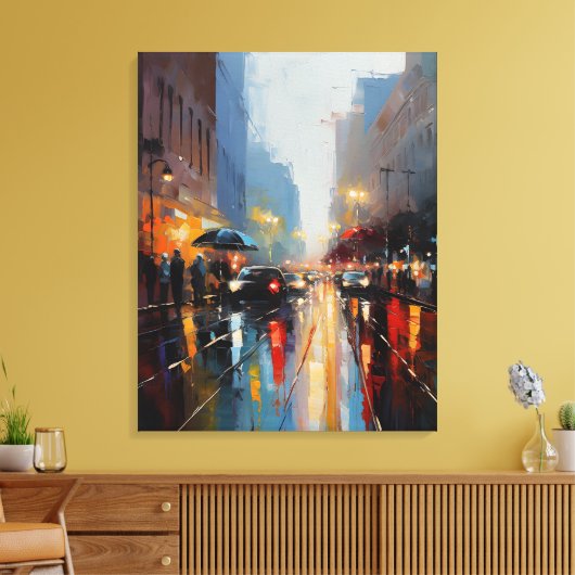 Rainy Day in de stad Canvas Afdruk (Insitu (Woonkamer))