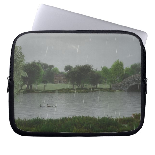 Rainy Day in Lake Laptop Bag Sleeve (Voorkant)
