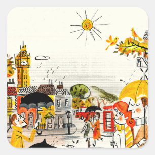 Rainy Day in Londen Vierkante Sticker