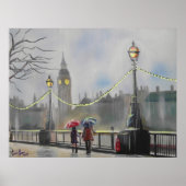 Rainy day in London koppel met paraplu Poster (Voorkant)