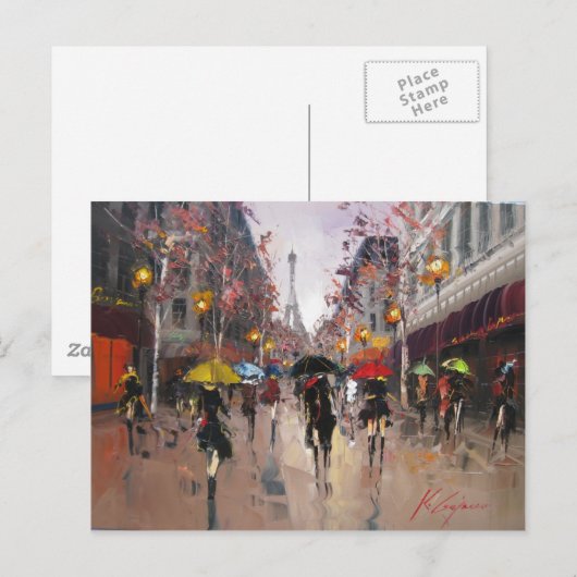 Rainy Day in Parijs Briefkaart (Voorkant / Achterkant)
