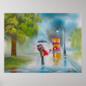 RAINY DAY KISSING COUPLE TRAM UMBRELLA POSTER (Voorkant)