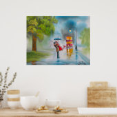 RAINY DAY KISSING COUPLE TRAM UMBRELLA POSTER (Keuken)