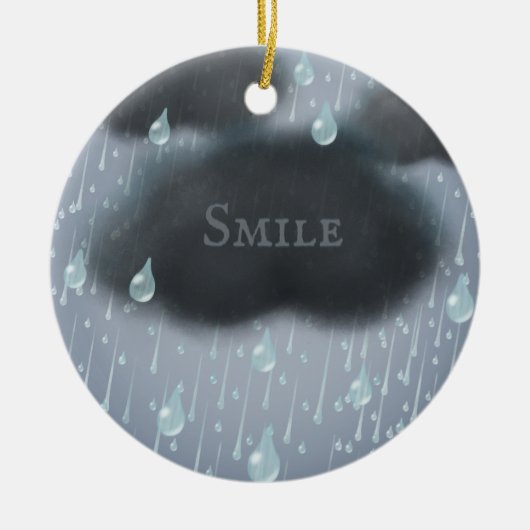 Rainy Day Message "Friendship Weathers All" Aangep Keramisch Ornament (Voorkant)