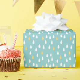 Rainy Day Mint Green Yellow White Raindrops Cadeaupapier
