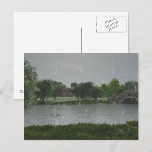 Rainy Day op het Briefkaart van het meer (Voorkant / Achterkant)