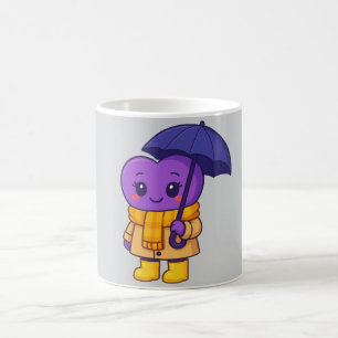 Rainy Day Paarse Hart - Schattigee Cartoon Mok