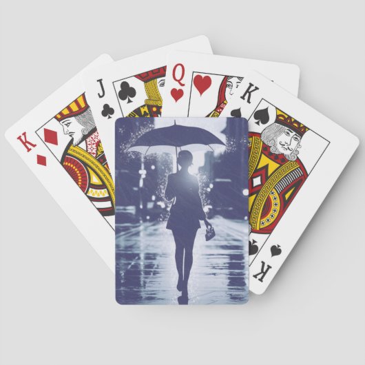 Rainy Day Paraplu Silhouette Poker Speelkaarten (Achterkant)