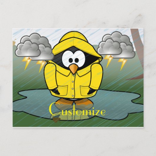 Rainy Day Penguin Thunder_Cove Briefkaart (Voorkant)