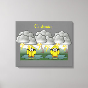 Rainy Day Penguin Thunder_Cove Canvas Afdruk