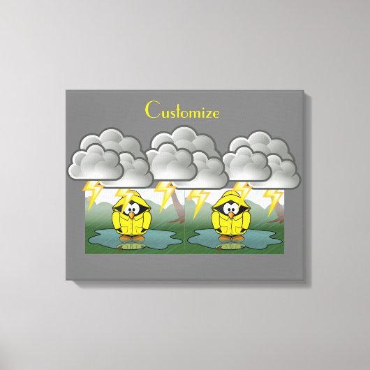 Rainy Day Penguin Thunder_Cove Canvas Afdruk (Voorkant)