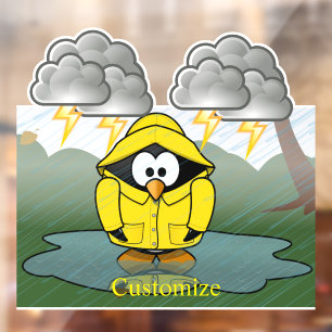 Rainy Day Penguin Thunder_Cove Raamsticker