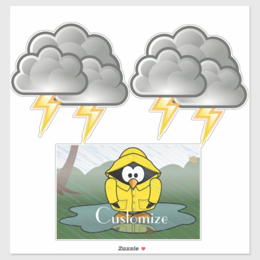 Rainy Day Penguin Thunder_Cove Sticker (Vel)