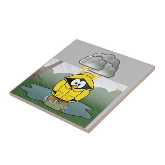 Rainy Day Penguin Thunder_Cove Tegeltje (Zijkant)