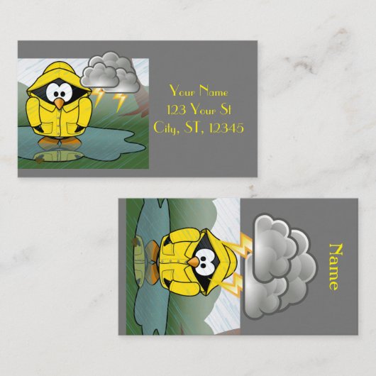 Rainy Day Penguin Thunder_Cove Visitekaartje (Voorkant / Achterkant)