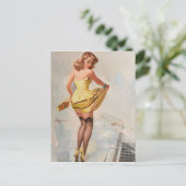 Rainy Day Pin-Up Girl Briefkaart (Staand voorkant)