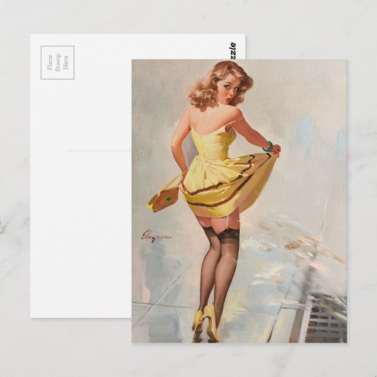 Rainy Day Pin-Up Girl Briefkaart (Voorkant / Achterkant)