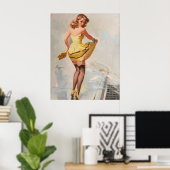 Rainy Day Pin-Up Girl Poster (Thuiskantoor)