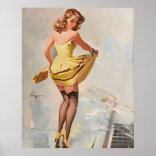 Rainy Day Pin-Up Girl Poster