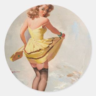 Rainy Day Pin-Up Girl Ronde Sticker
