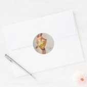 Rainy Day Pin-Up Girl Ronde Sticker (Envelop)